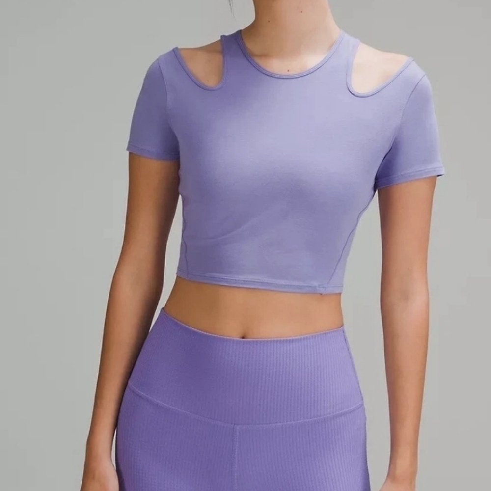 lululemon athletica Purple Cut-Out Shoulder Tee